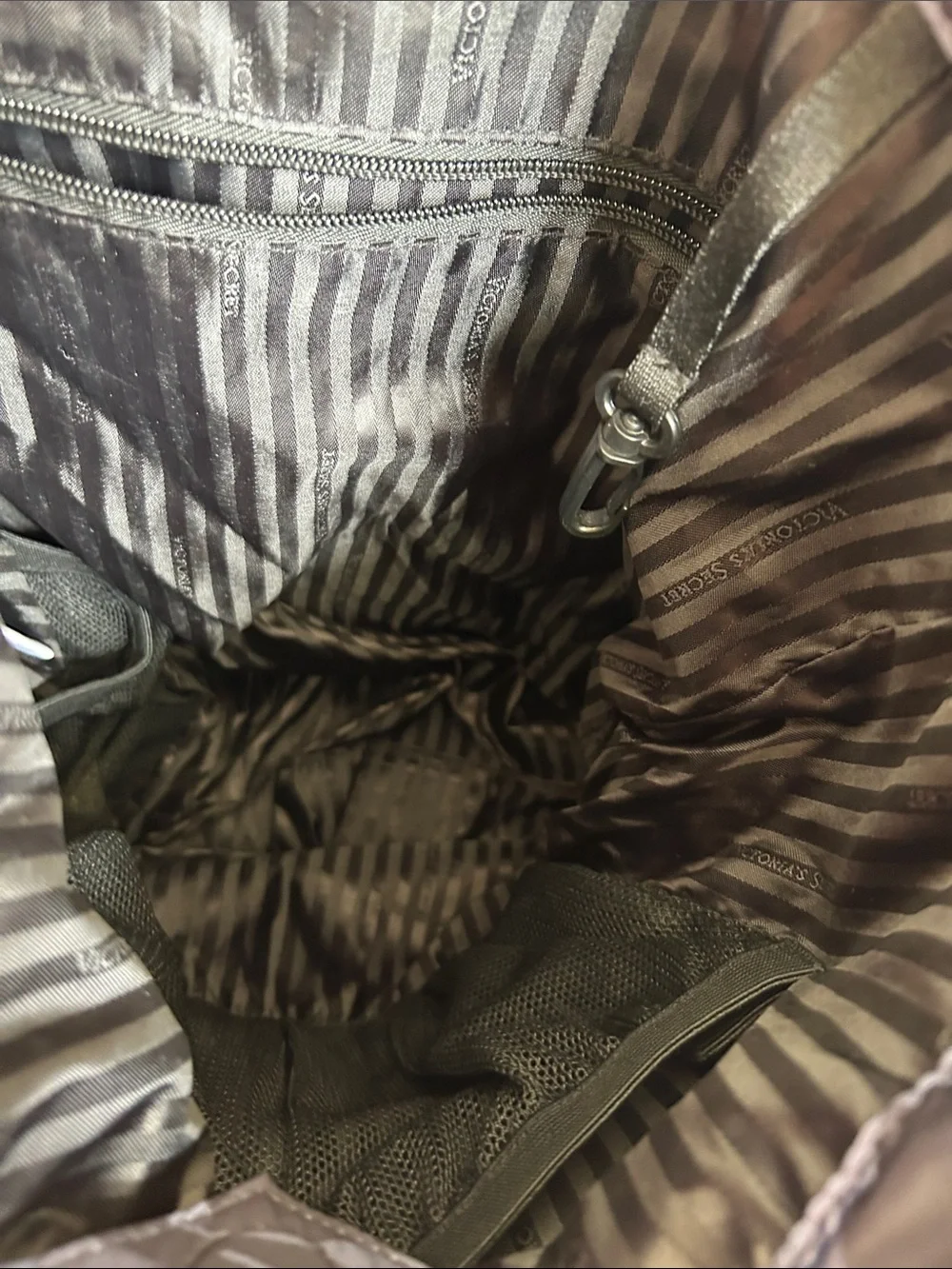 Victoria's Secret Black and Gray Camo Drawstring Backpack with Mesh Pockets